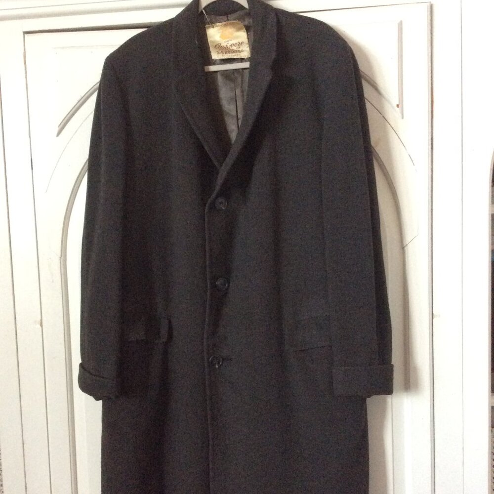 Vintage 100% imported Cashmere rare B.R Baker Co amalgamated union gray overcoat